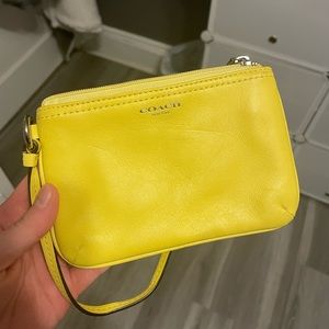 Yellow Coach Wrist Strap Bag